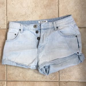 One x One Teaspoon Mid Waisted Bandit Denim Shorts
